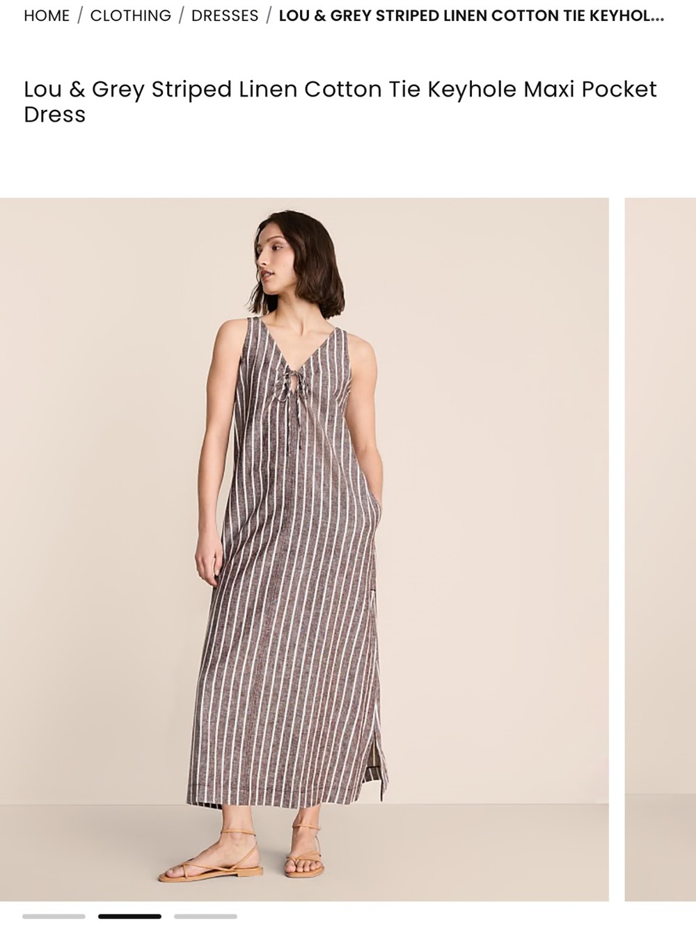 Lou & Grey Brown and White Striped Tie-Keyhole Maxi Dress